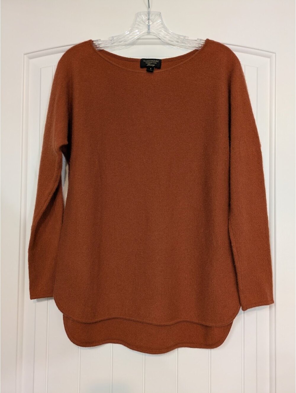 Charter Club Luxury Cashmere Sweater Tee Small GUC Terracotta Orange Nocturne